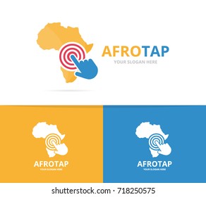 Vector africa and click logo combination. Safari and cursor symbol or icon. Unique geography, continent and digital logotype design template.