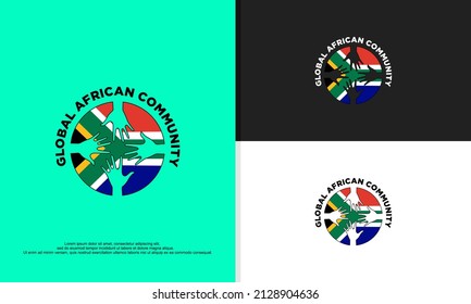 Vector africa and hand logo combination. community people symbol or icon