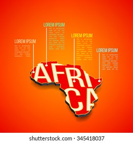 Vector Africa Infographics Design. Africa Map In Perspective. African Outline In 3d. Africa Presentation Template. Africa Report Layout. Africa Continent