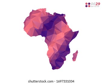 Vector of Africa map colorful polygon red triangle mosaic with white background. style gradient.