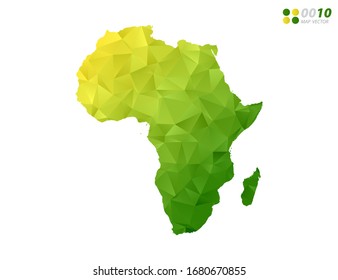 Vector Africa map green   yellow polygon triangle mosaic and white background  style gradient 