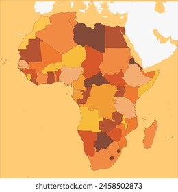 Vector Africa map vector states and lines and full with vector flag and flag map