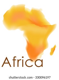 Vector africa map. Watercolor map of Africa in vector format in yellow and orange colors on a white background. African border and country name.