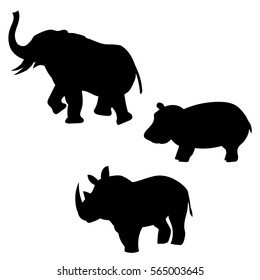 vector of african animals silhouettes set