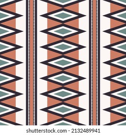 Vector African aztec simple geometric shape brown-green color seamless pattern background. Use for fabric, textile, interior decoration elements, upholstery, wrapping.