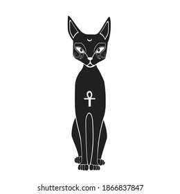 Vector African Egyptian Cat Godess Black on the White Background