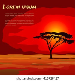 Vector African landscape at sunset poster advertising booklet printing calendar