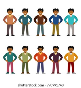 Vector african office worker character set in flat style