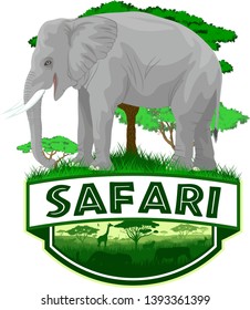 vector african savannah safari emblem with african elephant