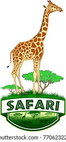 vector african savannah safari emblem with girrafe