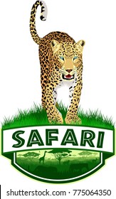 vector african savannah safari emblem with leopard