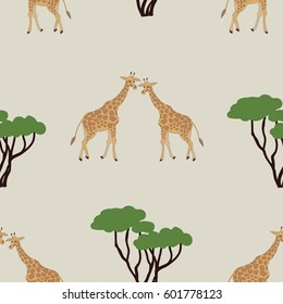 vector of african seamless pattern with giraffes