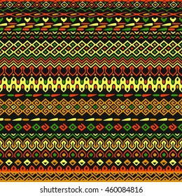 Vector african style pattern with tribal motifs. Natural and elegant ornament with geometric hand drawn decorative stripes for prints, fabrics, backgrounds
