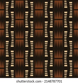 Vector African tribal geometric shape in mudcloth color style seamless pattern background. Use for fabric, textile, interior decoration elements, wrapping.