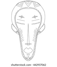Vector african uncolored mask. Can be used as adult coloring book.
