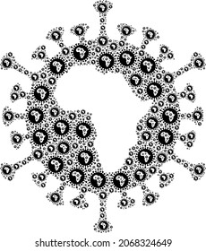 Vector African virus mosaic is made of random fractal African virus items. Fractal combination of African virus.