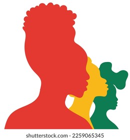 Vector african,american woman with curly hair. Hand draw afro female hairstyle silhouette.Black history month. African American History.