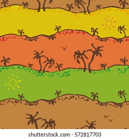 Vector africans pattern with palms on stripes background. Seamless pattern can be used for wallpaper, pattern fills, web page background,surface textures.