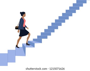 Vector - Afro American Businesswoman Go Up Stair Illustration