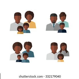 Vector Afro American Family Icons 