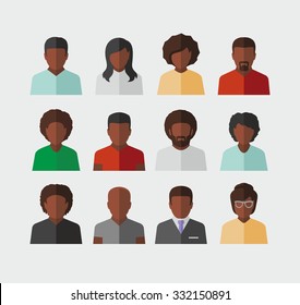 Vector Afro American People Icons 