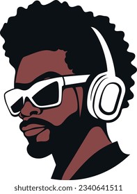 vector afro dj with headphones