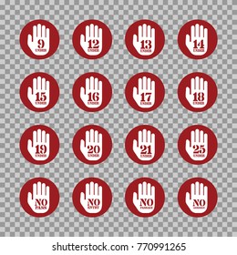 Vector age limitation and restriction signs set