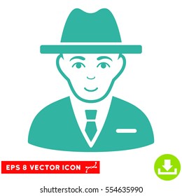 Vector Agent EPS vector pictograph. Illustration style is flat iconic cyan symbol on a transparent background.