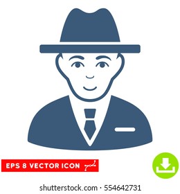 Vector Agent EPS vector pictograph. Illustration style is flat iconic blue symbol on a transparent background.