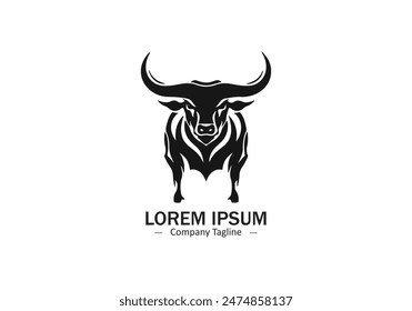 Vector of a aggressive bull or cow logo silhouette on a white background. Animals.