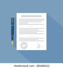 Vector agreement icon - contract and pen