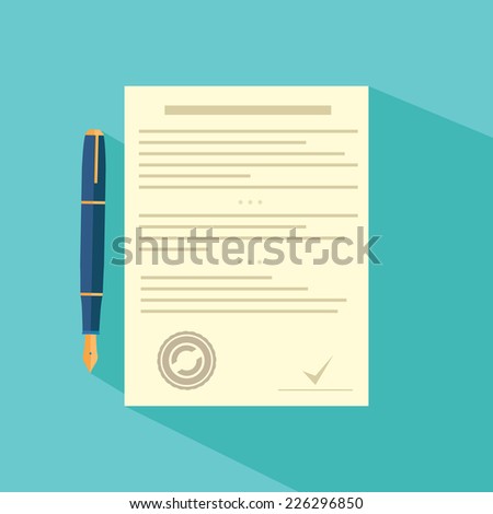 Vector agreement icon - contract and pen