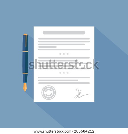 Vector agreement icon - contract and pen