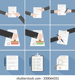 Vector agreement icon - hand signing contract