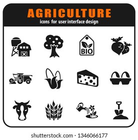 Vector agricultural icons set for user interface design