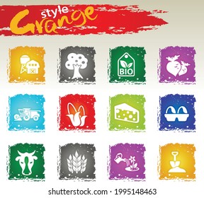 Vector agricultural icons set for user interface design. Grange icons style