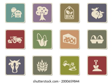Vector agricultural icons set for user interface design. paper stickers