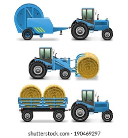 Vector Agricultural Tractor Set 5