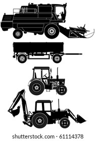 vector agricultural vehicles set