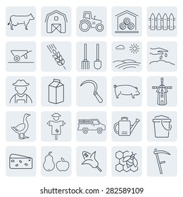 Vector agriculture and farming icons set