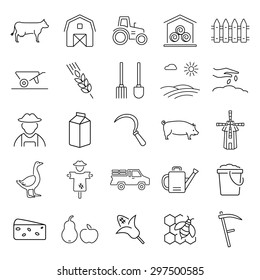 Vector agriculture and farming icons set