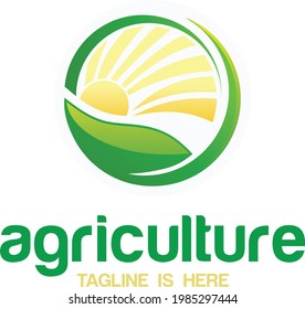 logo de la agricultura vectorial con rayos solares.