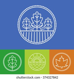 Vector agriculture and organic farm line logos - set of design elements and badges for  industry