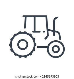 Vector agriculture tractor line icon isolated on transparent background. 