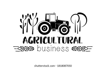 Vektor agro Logo. Landwirtschaft, Illustrationen mit Agrarkonzept. Logo für Agro-Konferenz, Bauernausstellung. Skizzastatur einzeln auf weißem Hintergrund