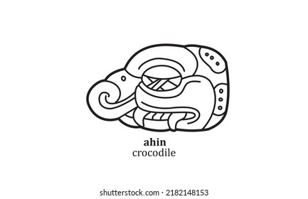 vector ahin (crocodile) mayan symbol heroglyphic illustration icon