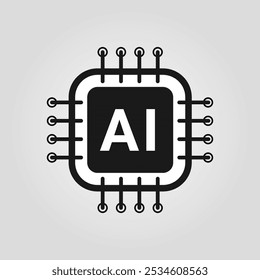 Icono de chip de Vector Ai o símbolo de CPU de inteligencia artificial sobre fondo blanco