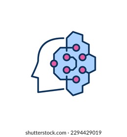 Vector AI Head with Circuits concept colored icon or logo element