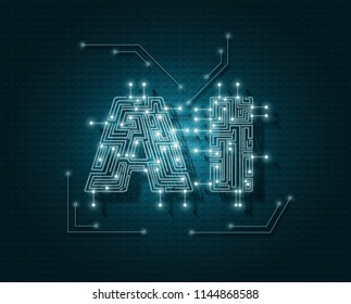 Vector AI symbols, artificial neural networks and other modern technology concepts.