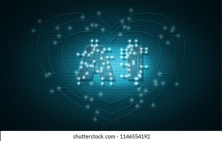 Vector AI symbols, artificial neural networks and other modern technology concepts.
